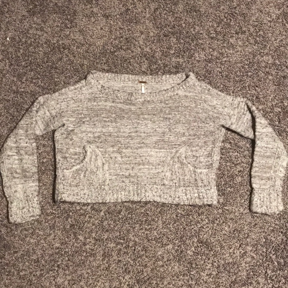 Free people gray crop sweater
